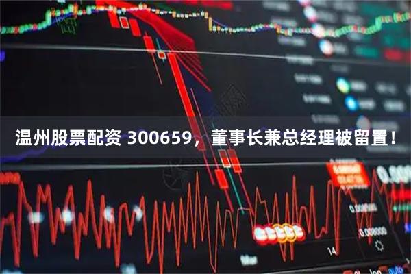 温州股票配资 300659，董事长兼总经理被留置！
