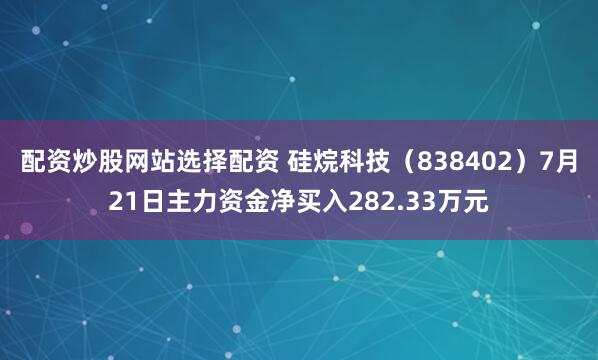 配资炒股网站选择配资 硅烷科技（838402）7月21日主力资金净买入282.33万元